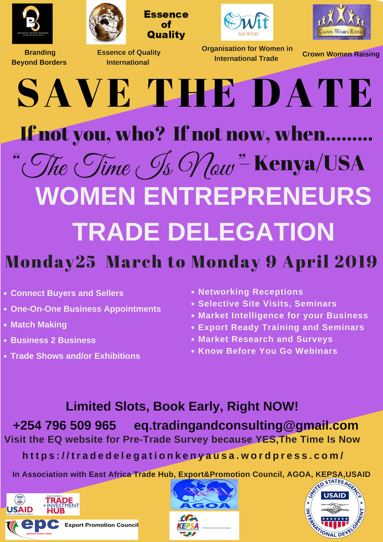 There are over 6400 product reasons for you to book your space in the Kenya/USA Trade Delegation and attend. Why? One reason is the Africa Growth and Opportunities Act. AGOA is a U.S. trade preference program that provides incentives to export goods to the U.S. without paying import duties! You heard right.